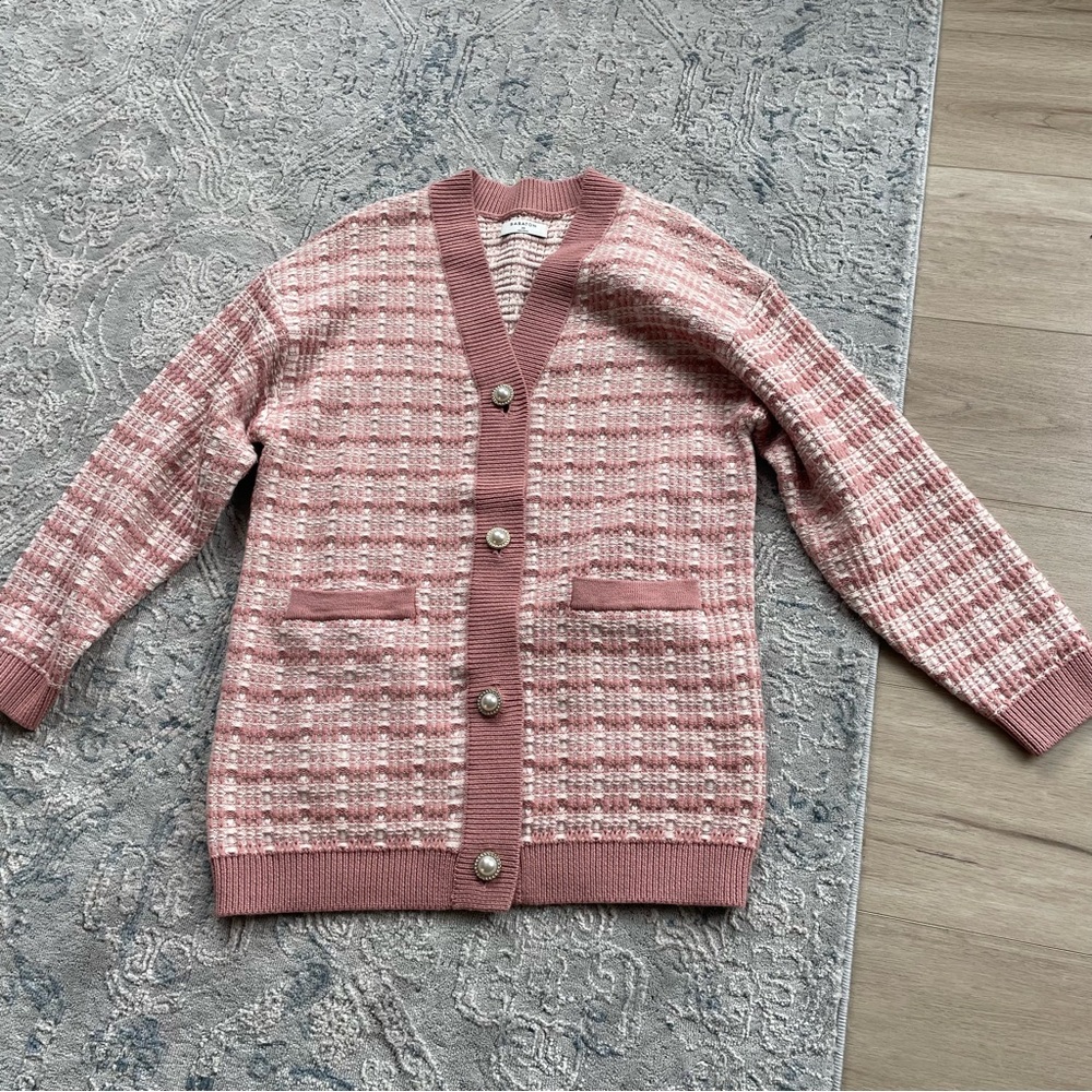 Aritzia Babaton Lacer Cardigan in Heirloom Pink Size XS - Picture 2 of 3